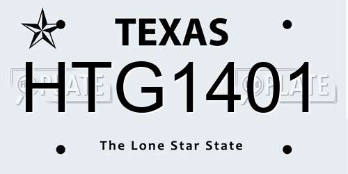 HTG1401 Texas License Plate