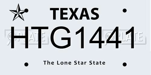 HTG1441 Texas License Plate