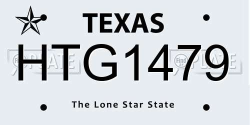 HTG1479 Texas License Plate