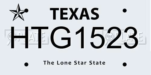 HTG1523 Texas License Plate