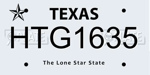 HTG1635 Texas License Plate