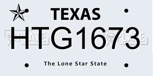 HTG1673 Texas License Plate