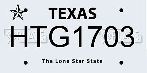 HTG1703 Texas License Plate