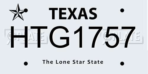 HTG1757 Texas License Plate