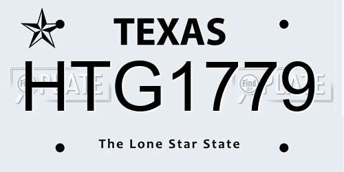 HTG1779 Texas License Plate