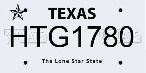 HTG1780 Texas License Plate