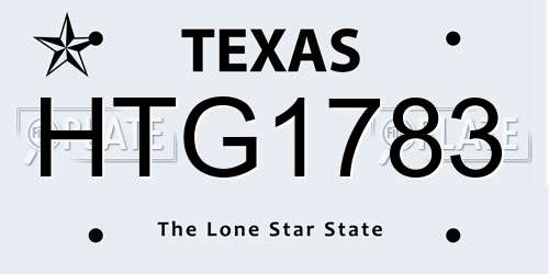 HTG1783 Texas License Plate