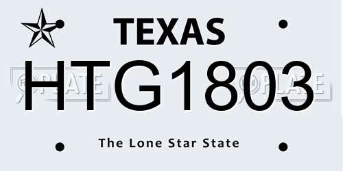 HTG1803 Texas License Plate