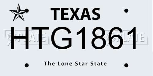 HTG1861 Texas License Plate