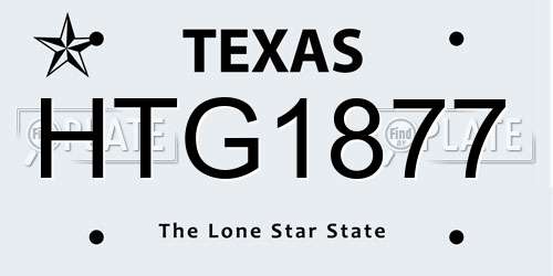 HTG1877 Texas License Plate