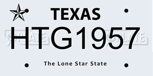 HTG1957 Texas License Plate