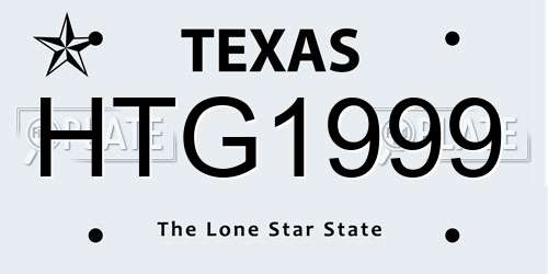 HTG1999 Texas License Plate