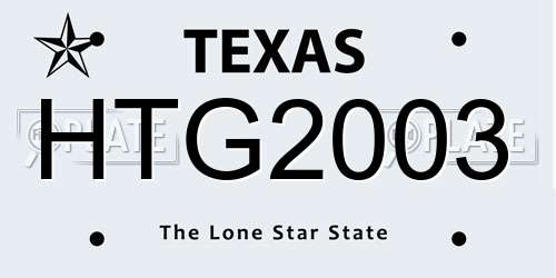 HTG2003 Texas License Plate