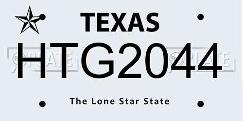 HTG2044 Texas License Plate