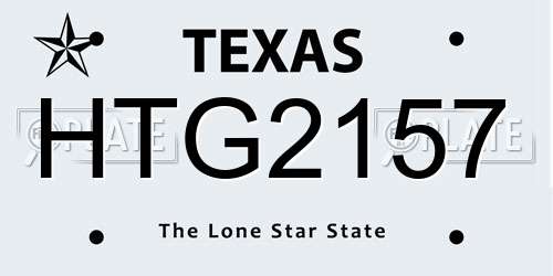 HTG2157 Texas License Plate