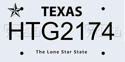 HTG2174 Texas License Plate