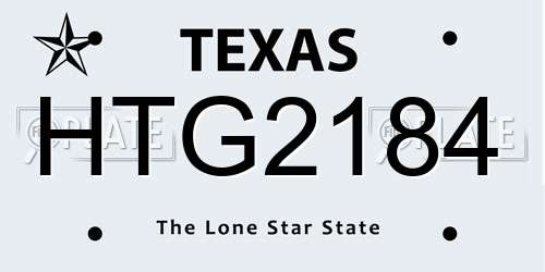 HTG2184 Texas License Plate