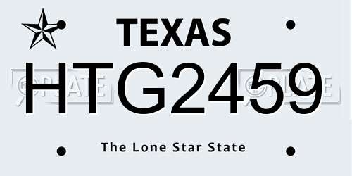HTG2459 Texas License Plate