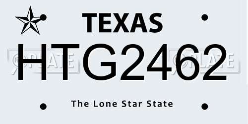 HTG2462 Texas License Plate