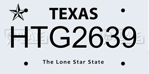 HTG2639 Texas License Plate