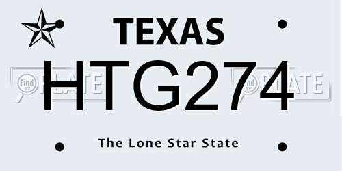 HTG274 Texas License Plate