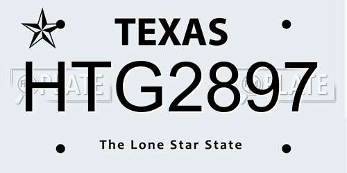 HTG2897 Texas License Plate