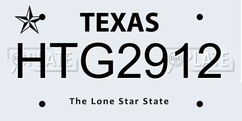 HTG2912 Texas License Plate