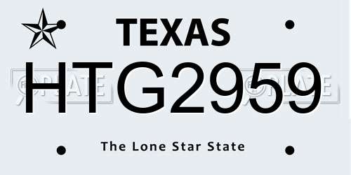 HTG2959 Texas License Plate