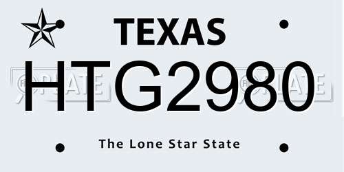HTG2980 Texas License Plate