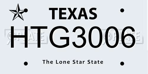 HTG3006 Texas License Plate