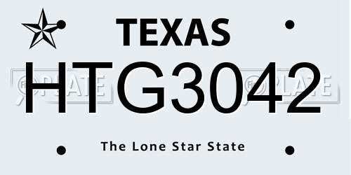 HTG3042 Texas License Plate