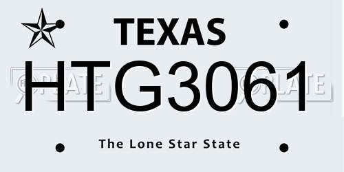 HTG3061 Texas License Plate