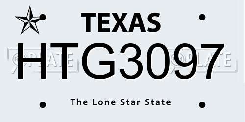 HTG3097 Texas License Plate