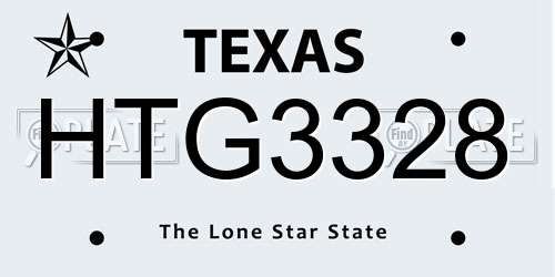 HTG3328 Texas License Plate