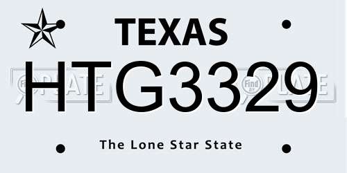 HTG3329 Texas License Plate