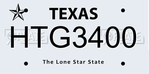 HTG3400 Texas License Plate