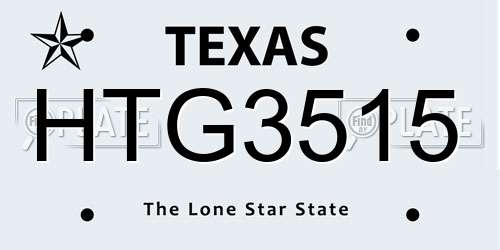HTG3515 Texas License Plate