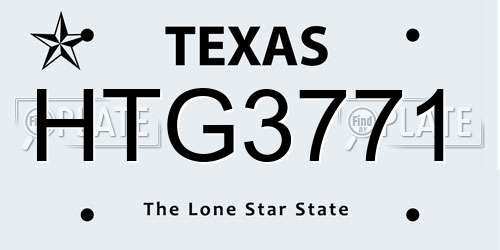 HTG3771 Texas License Plate