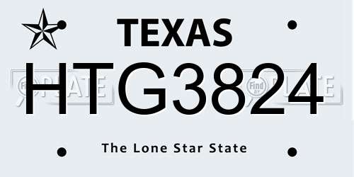 HTG3824 Texas License Plate