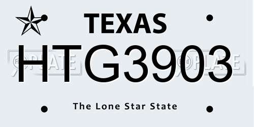 HTG3903 Texas License Plate