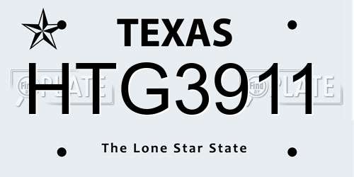 HTG3911 Texas License Plate