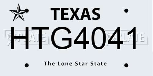 HTG4041 Texas License Plate