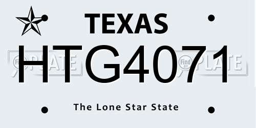 HTG4071 Texas License Plate