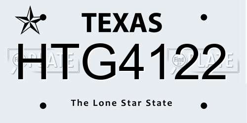 HTG4122 Texas License Plate