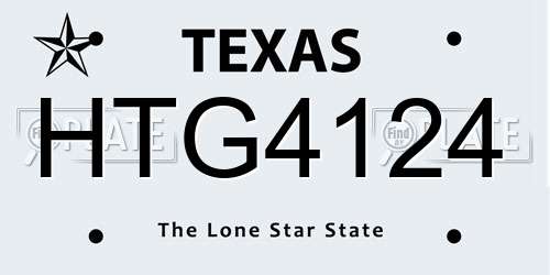 HTG4124 Texas License Plate