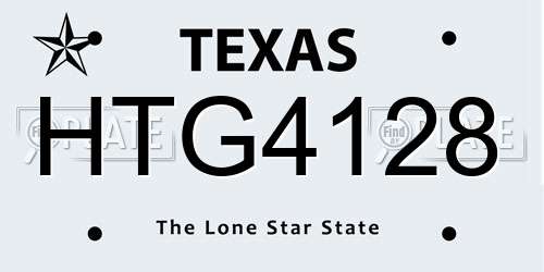 HTG4128 Texas License Plate