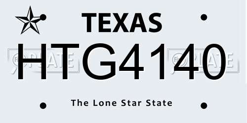 HTG4140 Texas License Plate