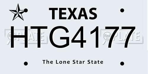 HTG4177 Texas License Plate