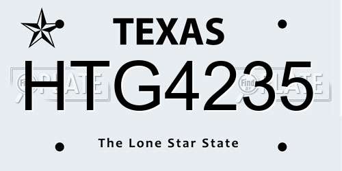 HTG4235 Texas License Plate