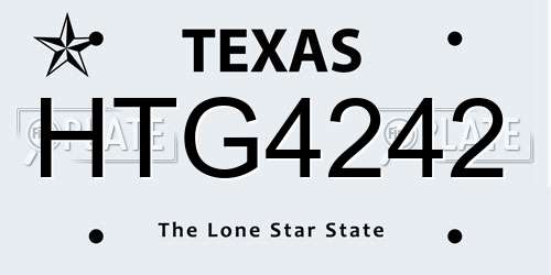 HTG4242 Texas License Plate